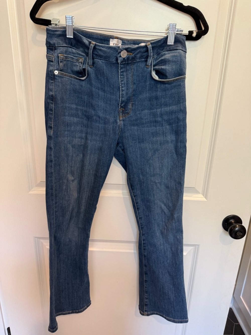 FRAME Mid-Wash Blue Straight Jeans